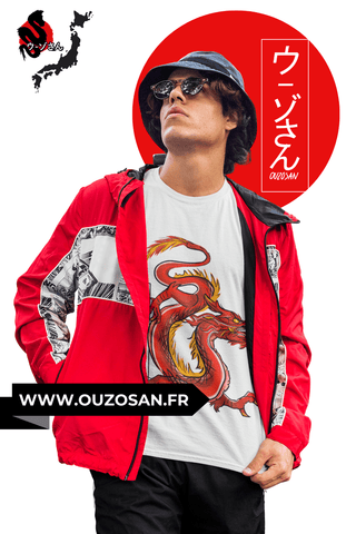 T-Shirt simple Red Dragon - OUZOSAN