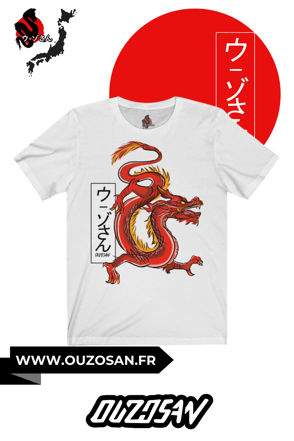 T-Shirt simple Red Dragon - OUZOSAN