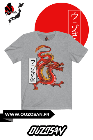 T-Shirt simple Red Dragon - OUZOSAN